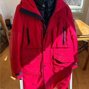 RUDSAK Women’s Bright Red Ski Parka with Black Trim